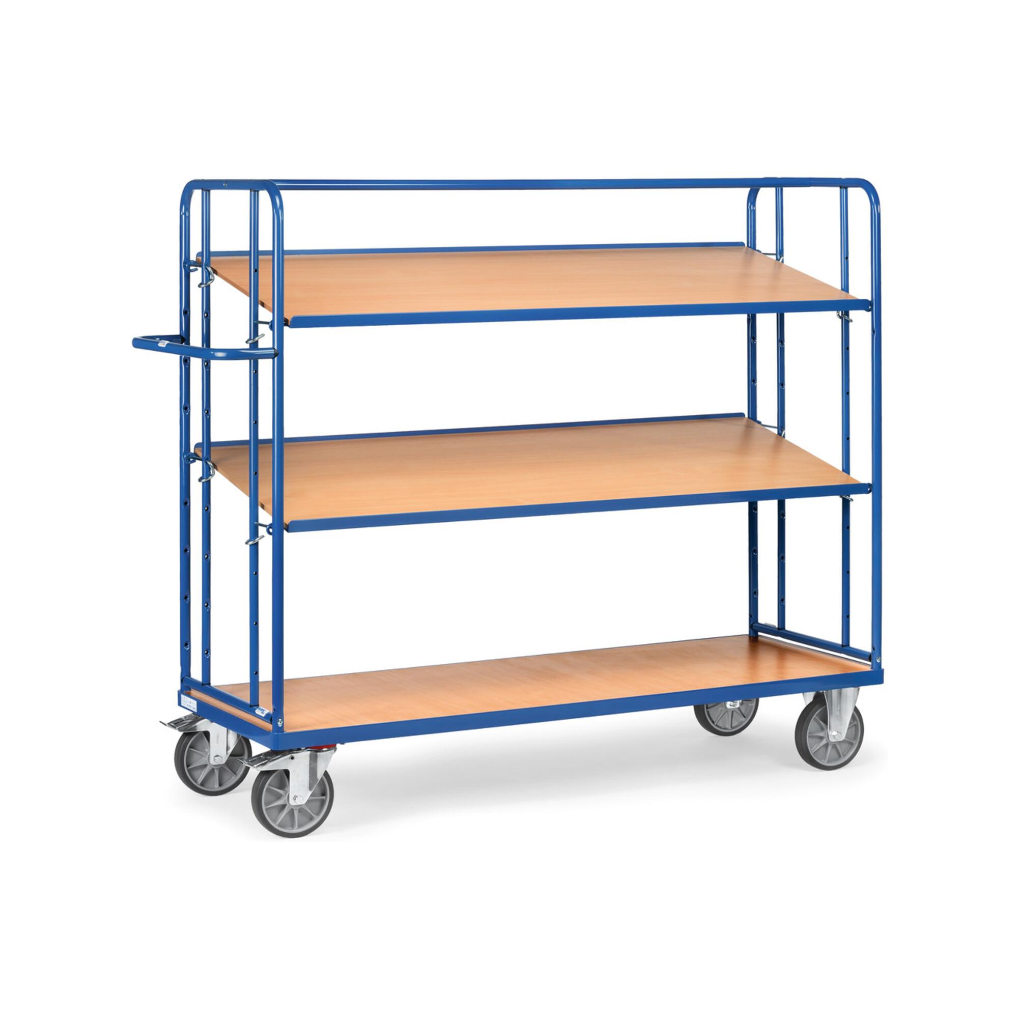 fetra Etagenwagen 4296 mit 3 Böden, Tragkraft 500kg, TPE-Reifen, Böden neigbar)