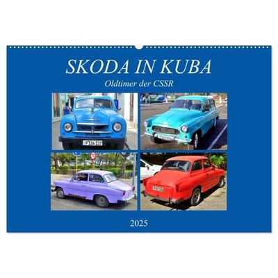 SKODA IN KUBA - Oldtimer der CSSR (Wandkalender 2025 DIN A2 quer), CALVENDO Monatskalender