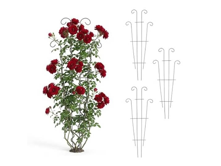 Relaxdays Treillis\, Lot de 4\, H x L: 82 x 31 cm\, métal\, Support pour Plantes grimpantes\, Jardin et Pots\, Noir