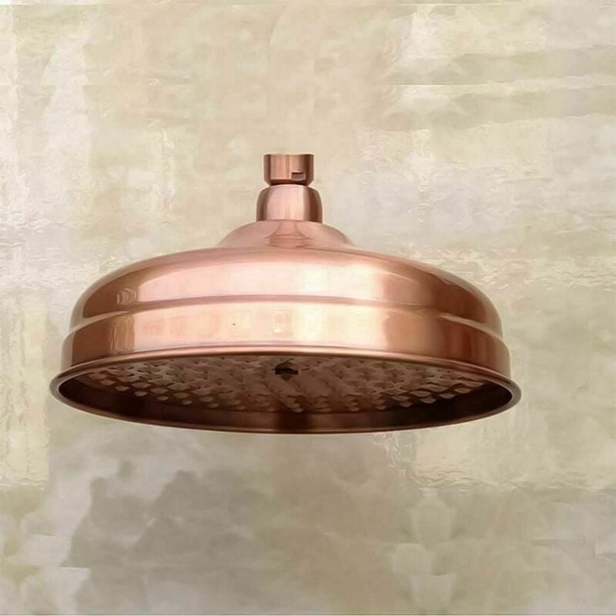 Gouden koperen douchekop met hogedruk, ronde overhead douchekop voor wandmontage, Diameter: 20,32 cm