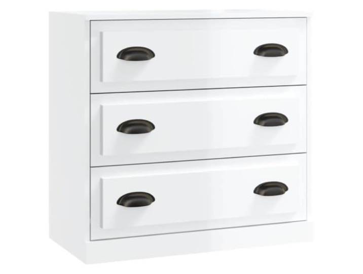 Fisinber Sideboard Hochglanz-Weiß 70x35,5x67,5 cm Kommode Anrichte Kompakte Anrichte in Glanz-Optik für Wohnzimmer und Schlafzimmer mit Metallbeinen und Schutzvorrichtung.