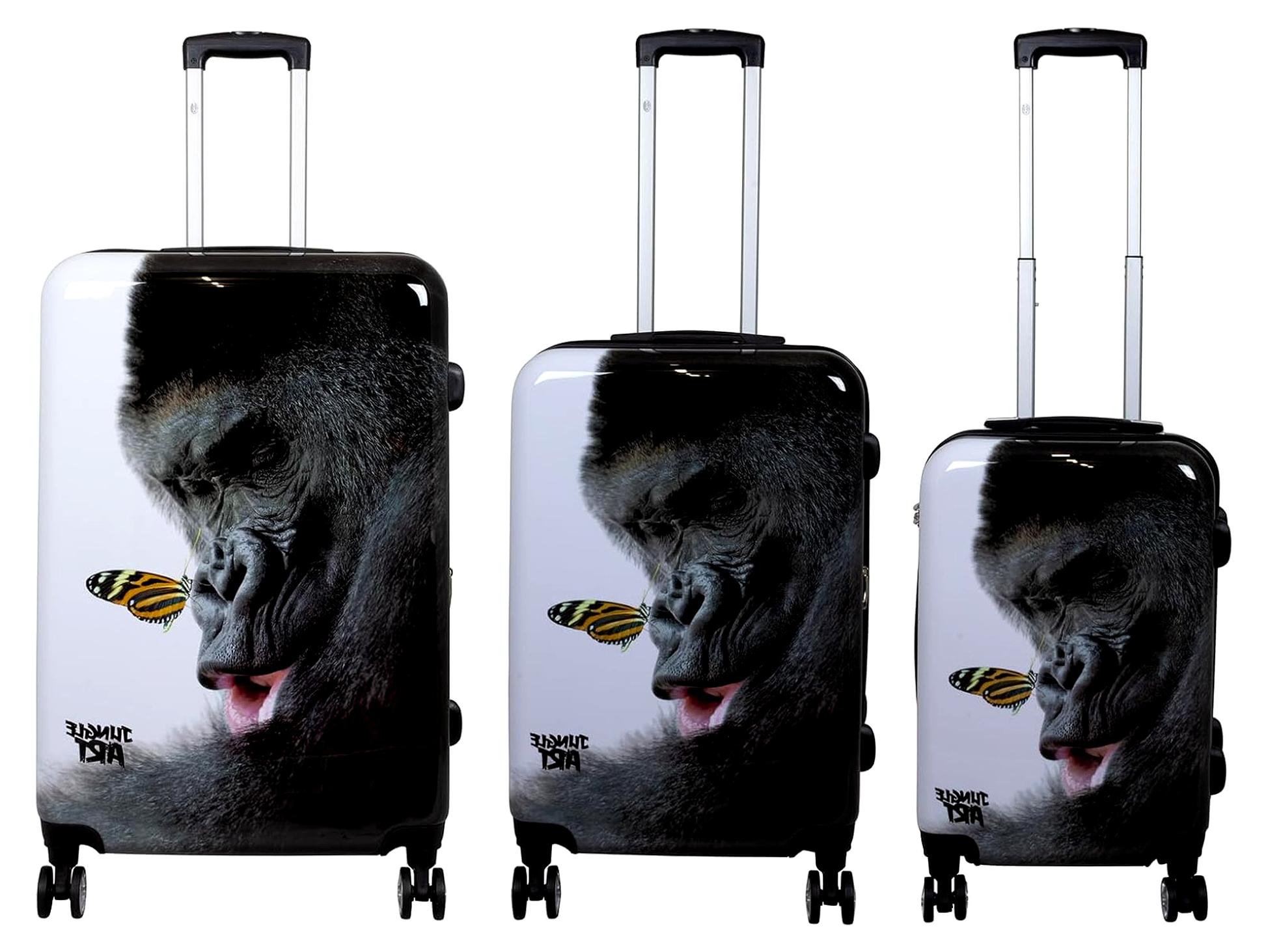 3-teiliges Kofferset Trolley Hartschale - Gorilla Motiv