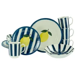CreaTable Summer Stripes Blau Kombiservice 16-tlg Steingut