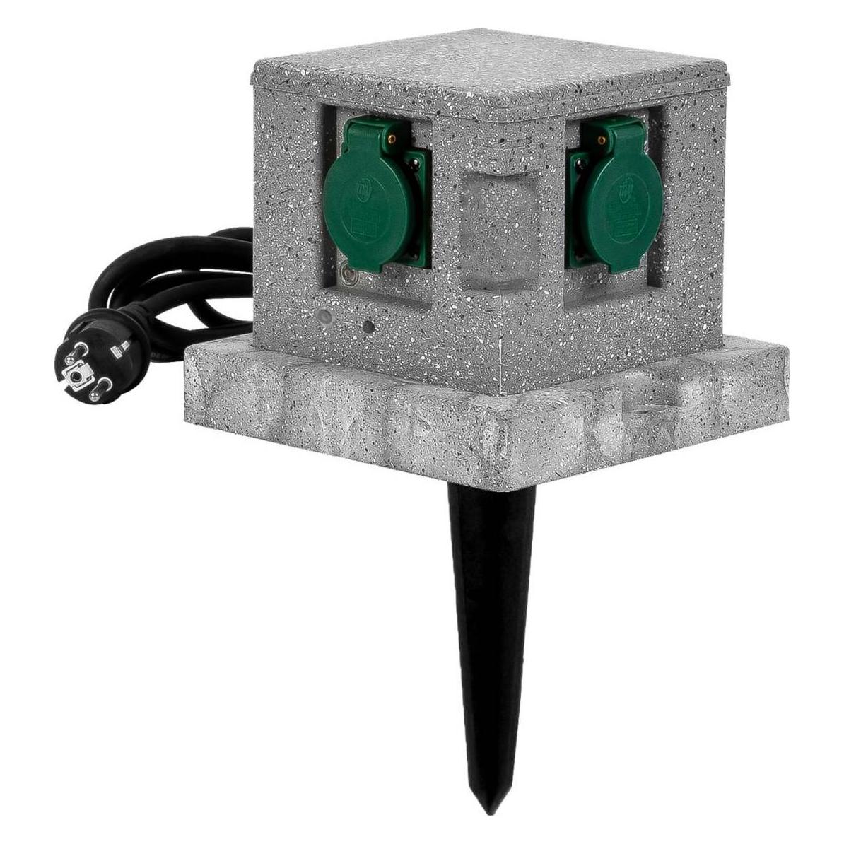 Grafner Wifi Gartensteckdose Aussensteckdose Steinoptik Quadratisch Tuya Smart Life (21210134)