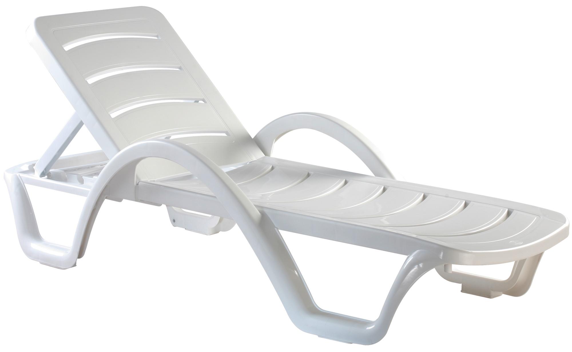 Sonnenliege OLAF 10er Set klappbar stapelbar - 54x187x30cm, Kunststoff, Weiß | Gartenliege Strandliege