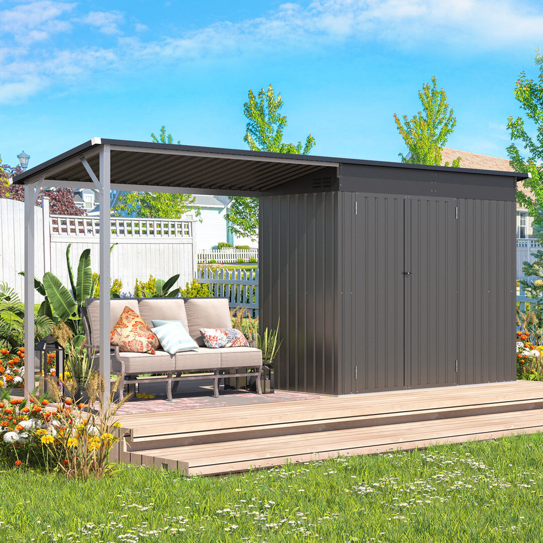 Dakota Fields Outdoor Open-sided Storage Shed Gray