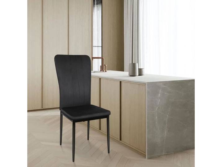 Chaises de Salle à Manger en Velours - KELUODAE - Set de 4 - Design Vintage élégant - Noir