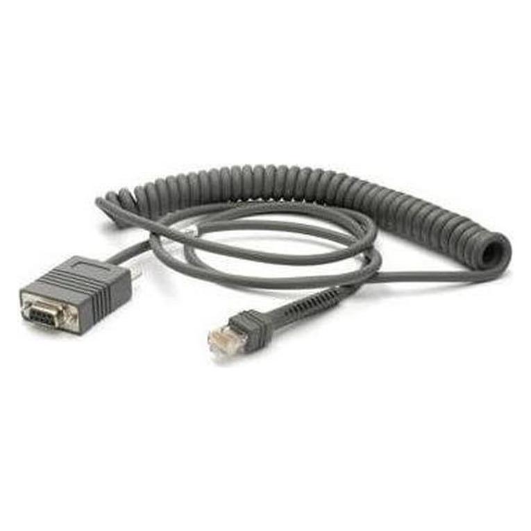 Zebra Cable RS232 9 ft, coiled Standard DB9 female, TxD on 2, Power-Port, coiled. Cable code R02 (CBA-R02-C09PAR)