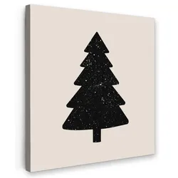 LEINWANDBILD Weihnachtsbaum - Schwarz - Urlaub - Beige Deko Groß 90x90 cm
