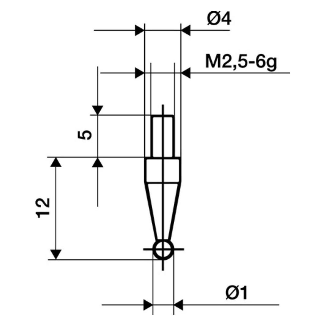 Käfer Messeinsatz Ø 1 mm Kugel M2,5 Stahl passend zu Messuhren (62034)
