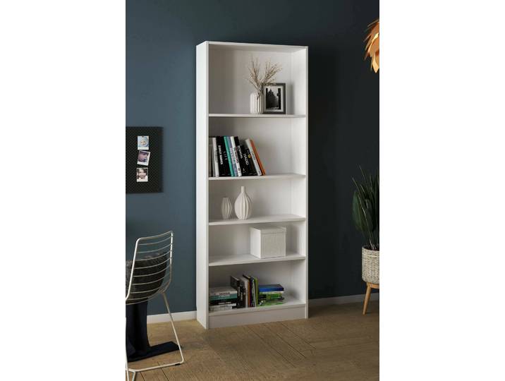 Dmora - Bibliothèque À Cinq Compartiments\, Couleur Blanche\, 79 X 107 X 27 Cm\, Avec Emballage Renforcé