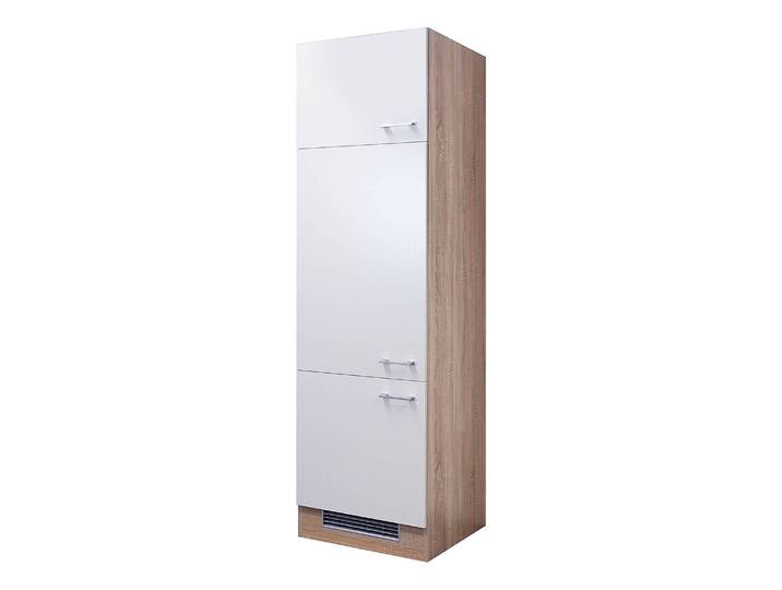 Kühlumbauschrank 200cm Braun/Weiß/Weiß/Eiche Sonoma Dekor