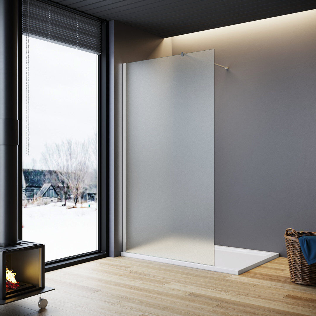 Metro Walk in Shower Enclosure With Full Frosted Easy Clean Safety Glass Silver 80"