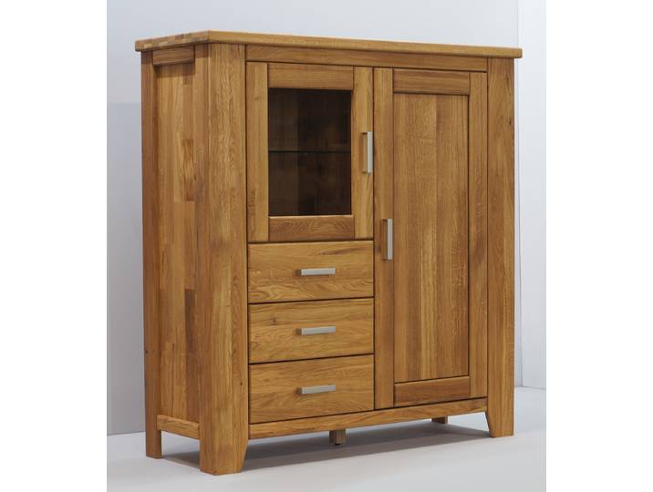 Highboard Modell LOFT 42 aus massiver Wildeiche – Montierte Lieferung – 3%-Vorkasse-Rabatt