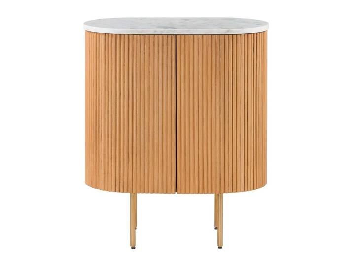 Kommode Mango 65x38x76 natur lackiert / Marmor weiß BARCELONA #515