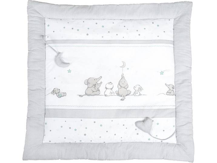 Krabbeldecke ROBA Sternenzauber , grau (grau, weiß), B:100cm L:100cm, Baumwolle, Polyester, Wohndecken, Krabbeldecke