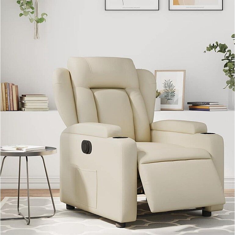 vidaxl Sillón reclinable eléctrico de cuero sintético crema