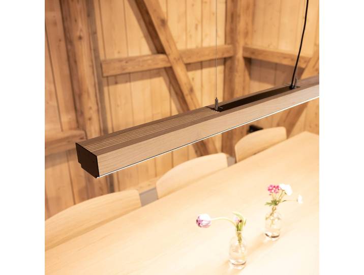 LTS Timba LED-Hängeleuchte Stromschiene, lang, 930 Timba, dimmbar, Holz hell, für Wohn- / Esszimmer, Holz, Pendelleuchte