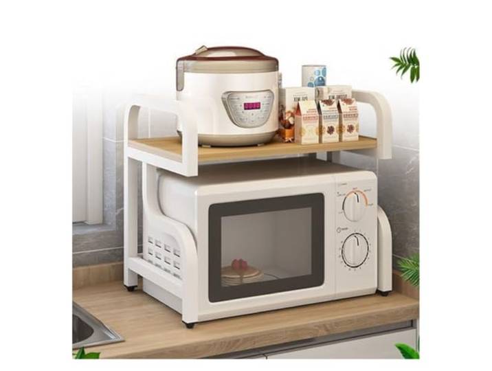 CVdrtyED Mikrowellenregal Küchenregal Mikrowellenregal Doppelschicht-Ofenregal Reiskocher Lagerregal Liefert Gewürzregal Küchenregal Stehend(White)