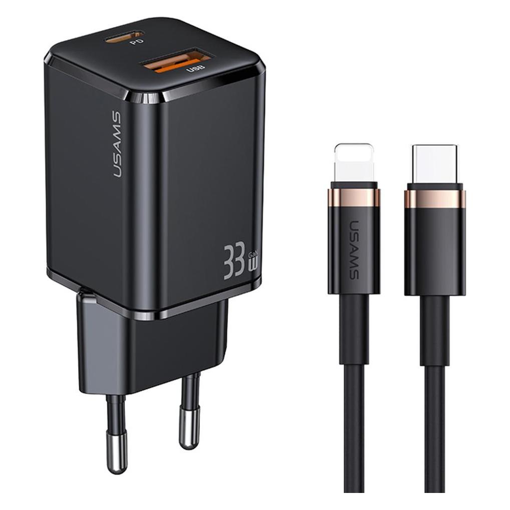 Usams Ladegerät für Us T43 1x USB-A 1x USB-C 3 A (USA800) (33 W, 2 Ports) (USA800)