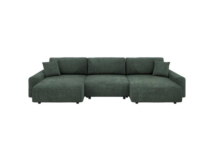 Stylife Wohnlandschaft, Grün, Kunststoff, 5-Sitzer, Füllung: Silikon, Schaumstoffflocken,Silikon, Schaumstoffflocken, U-Form, 337x168 cm, Wohnzimmer, Sofas & Couches, Wohnlandschaften, Wohnlandschaft U-Form
