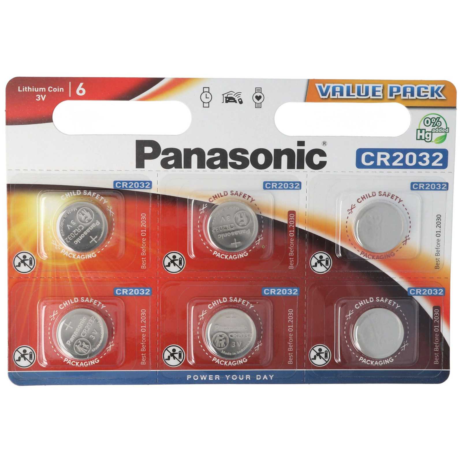 Panasonic CR2032 lithiumbatterij set van 6 stuks