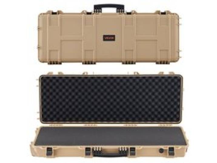 VEVOR Étui Rigide pour Fusil Verrouillable 109 cm, Mallette pour Armes Longues avec Mousses Prédécoupées et Roues, Valise à Arme Étanche IP67 Anti-poussière, Transport Pratique pour Carabine, Kaki