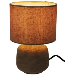 WellHome - Tischlampe E14 40W aus Ton Ø14x21,5 cm in Sandfarbe