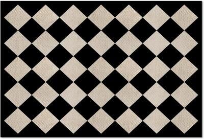 FirstDawn Diamonds Neutral Stripes Design Deco-Floormat, Waterproof, Low Profile, Eco-Friendly Non Slip, Made in The USA (3' x 2')
