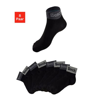 Kurzsocken BENCH. "Damen Herren Kurze Socken, für Freizeit und sportliche Aktivitäten", Damen, Gr. 39-42, schwarz, Baumwolle, Elasthan, Polyamid, unifarben, elastisch, Socken, mit eingestricktem Schriftzug am Bündchen