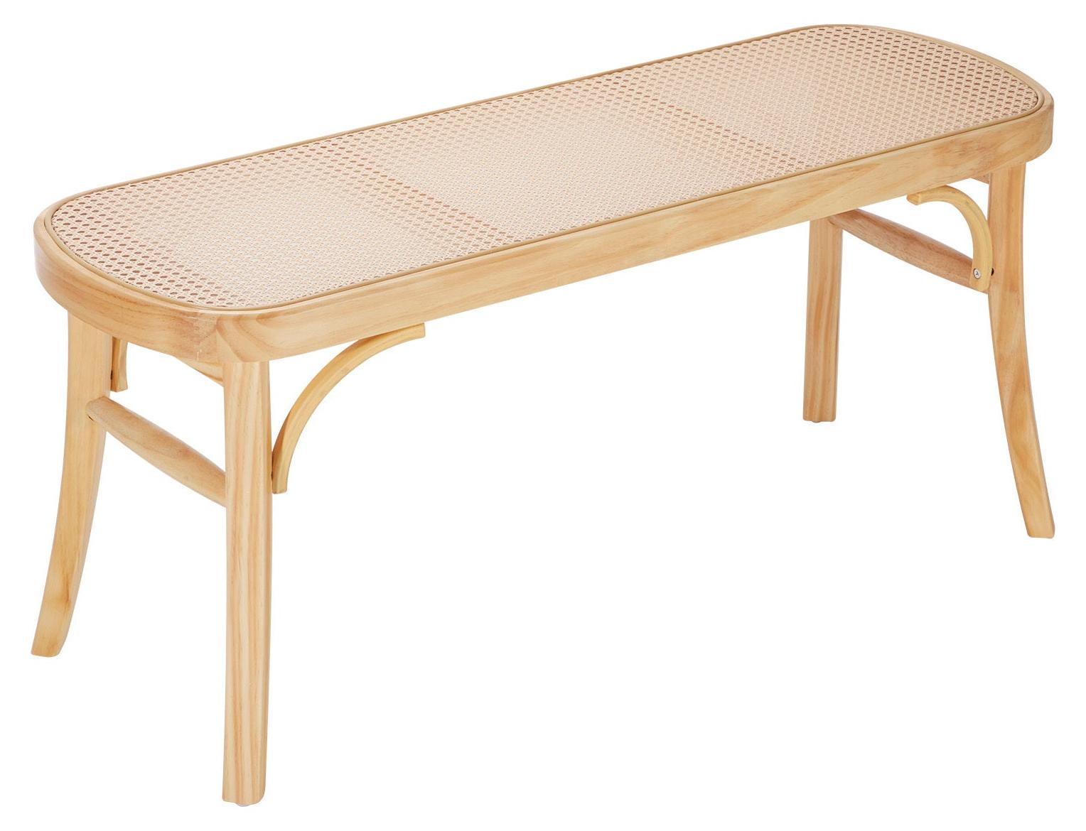 Rattan-Bank - Sitzbank aus Rattan - Rattanbank - Holzbank - 115 cm Länge - Handgewebtes Rattan