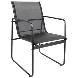 Outdoorstuhl Gartenstuhl Lounge Sessel Vollstahl Textilen Schwarz