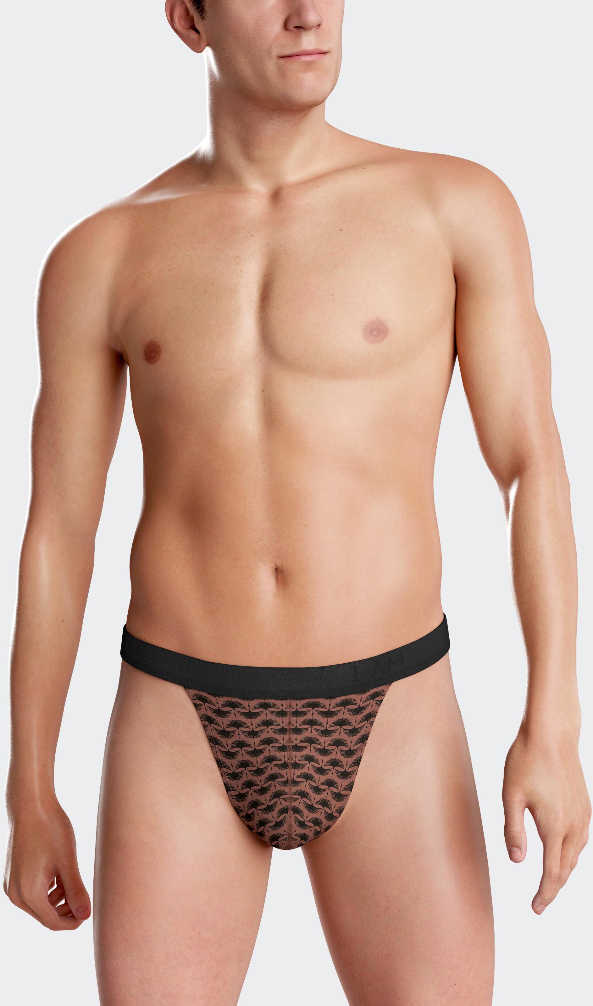 IBYIMPETUS String de homem estampado em Lyocell CASTANHO