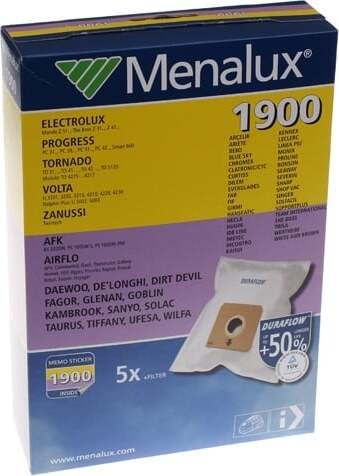Electrolux 1900 stofzuigzakken set van 5 stuks met 1 filter - 9001961276