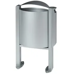 ARKEA Mülleimer Rossignol 40 L mit Ascher 3 L metallgrau Korrosions- und UV-beständiger Stahl mit Pulverbeschichtung