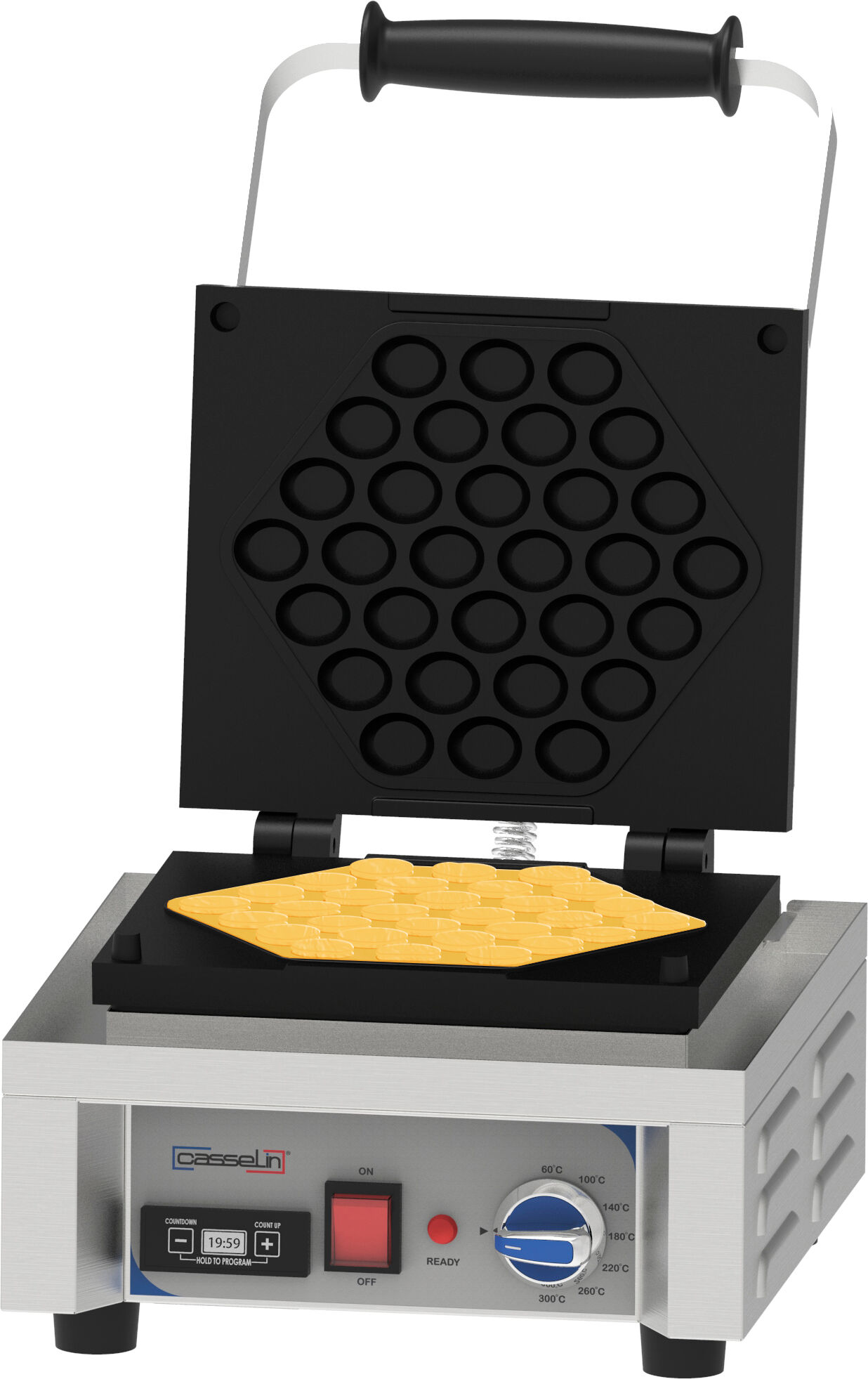 Casselin Macchina per Waffle Singolo con Apertura a 90° Bubble