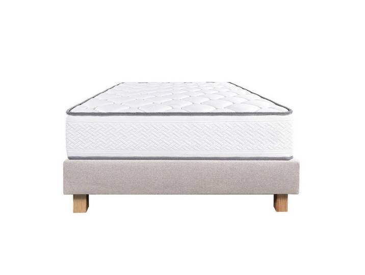 IZAC - Ensemble Matelas Mousse Ep.20cm + Sommier Tapissier Beige 140x200 cm