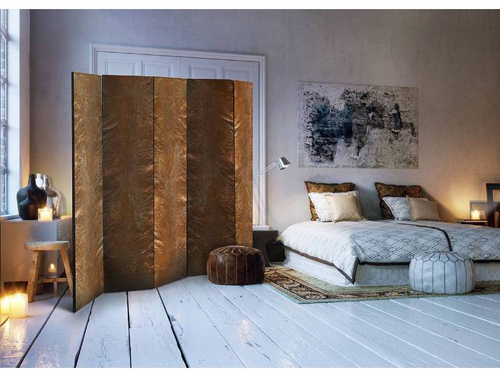 Paravent Copper Chic acoustique Intissé sur bois massif Cuivre 225 x 172 x 3cm
