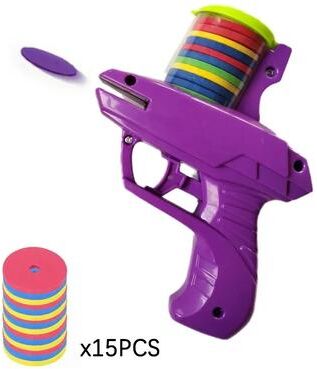 Uplifted Trends Flying Disc Gun Parent Child Interactive Shooter Toy With Soft Bullets For Kids Indoor & Outdoor Fun purple