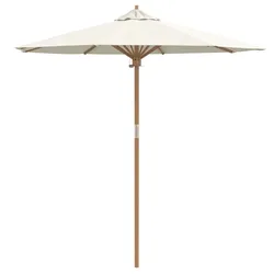 Helloshop26 - Runder Gartenschirm 270 x 260 cm leicht und wetterfest minimalistisches Design aus cremeweißem Bambus 02_0058242