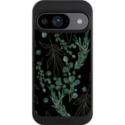 Nivocase Hülle für Google Pixel 9 Handyhülle NIVOcore Case Schwarz Blätter Natur Eukalyptus (Google Pixel 9), Smartphone Hülle, Schwarz