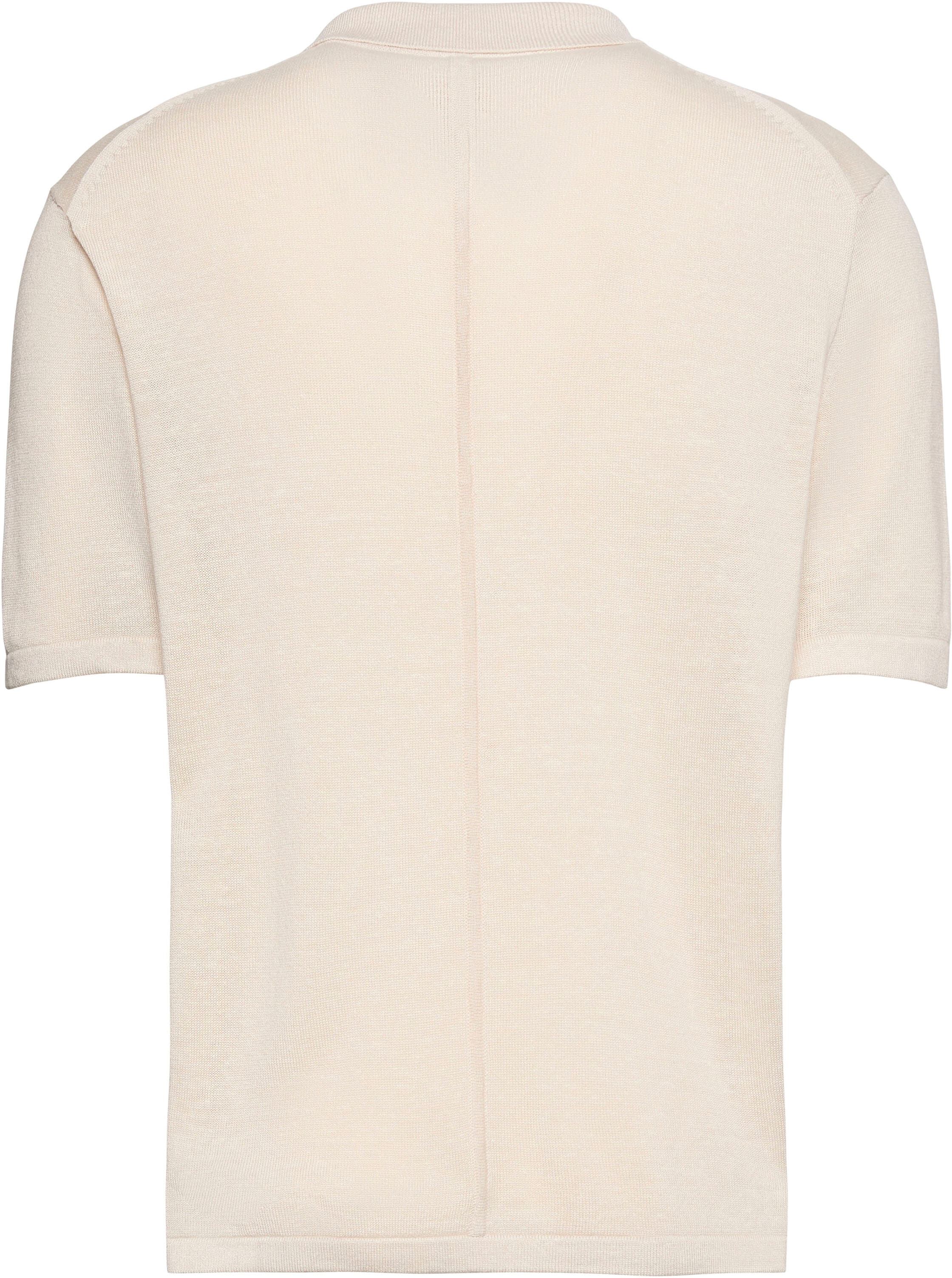 Kurzarmpullover CALVIN KLEIN JEANS, Herren, Gr. S, beige (sandweiß), Feinstrick, Obermaterial: 66% Leinen, 34% Polyacryl, unifarben, regular fit normal, V-Ausschnitt, abgesteppte Kante, Pullover Kurzarmpullover, Feinstrick aus Leinenmix, Regular Fit, Polo