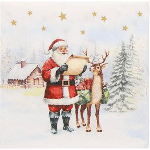 Papstar Servietten 37219 Dear Santa, 33 x 33 cm, 1/4-Falz, 3-lagig, 20 Stück