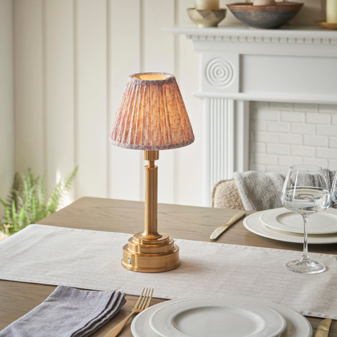 Heritage Hues Upton Rechargeable Metal Table Lamp Peachy Keen 35.5cm H X 16cm W X 16cm D