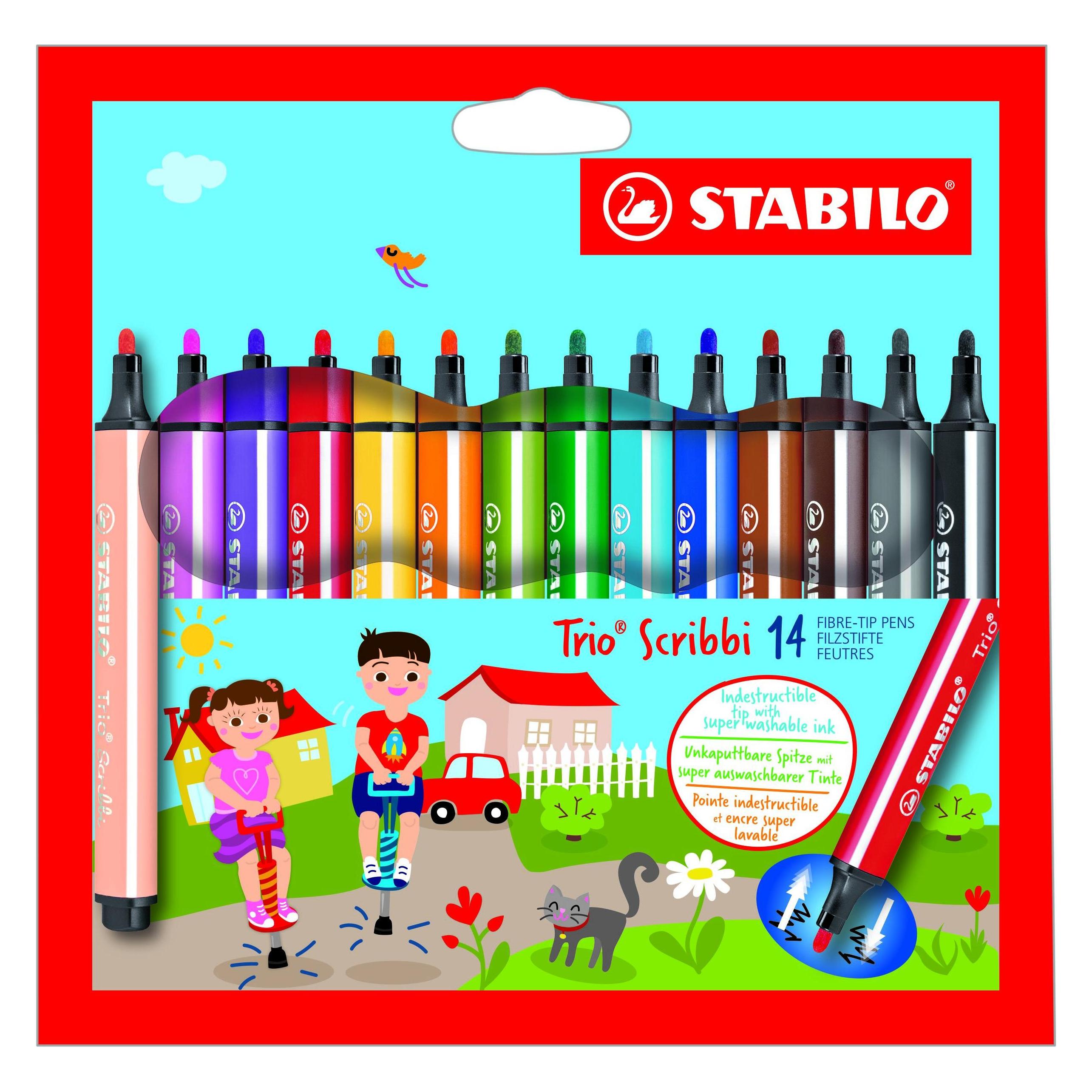 Stabilo Trio Scribbi Gefederter Dreikant-Filzstift (14x) (368/14-01)