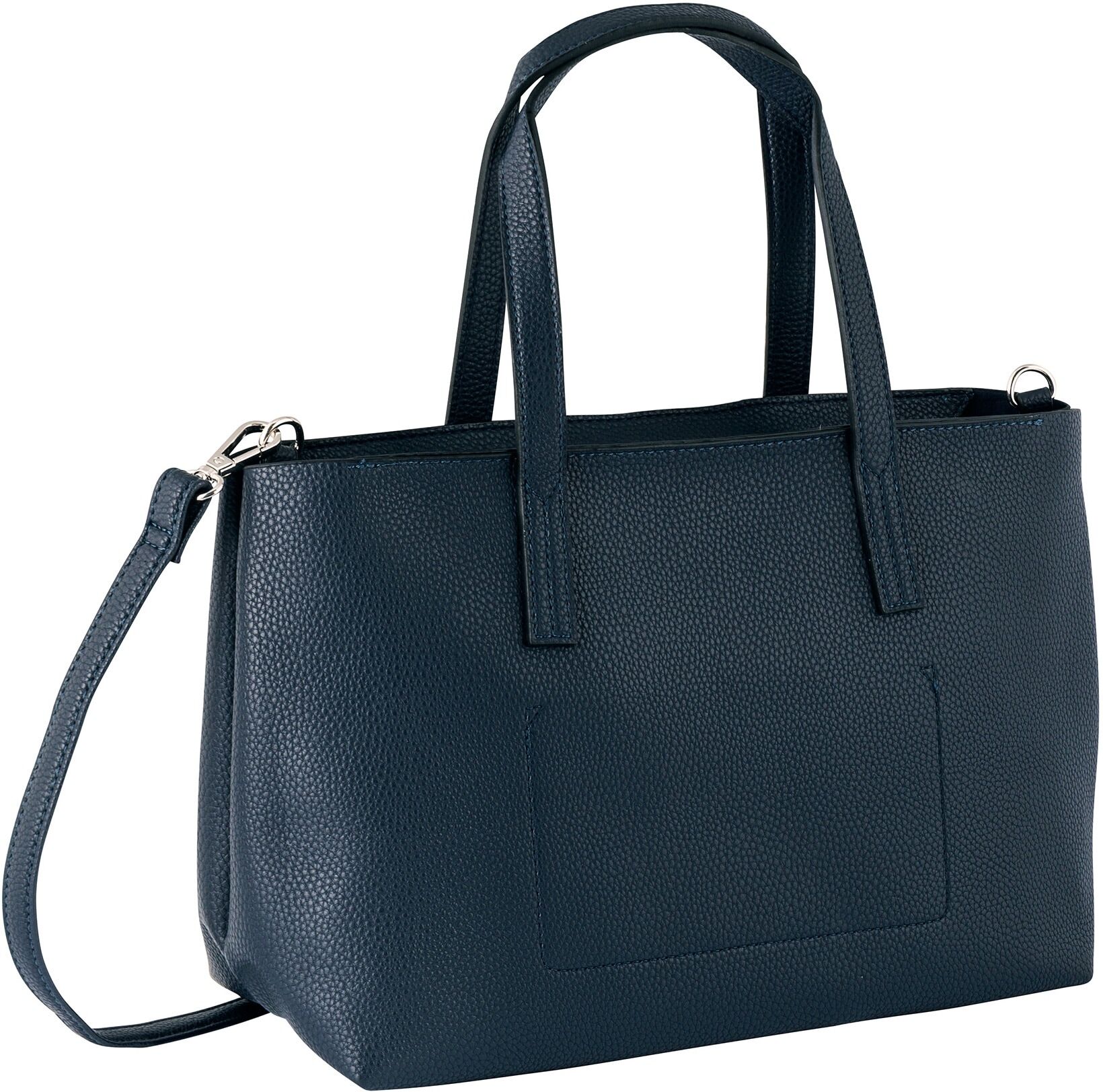 Shopper TOM TAILOR "Marla", Damen, Gr. B/H/T: 34cm x 21cm x 12cm, blau, Polyurethan, Polyurethan (PU), clean, gepflegt, geprägtes Muster, unifarben, Taschen Shopper, aus fein genarbtem Lederimitat aussen und weichem Suede-Imitat Futter blau B/H/T: 34cm x 