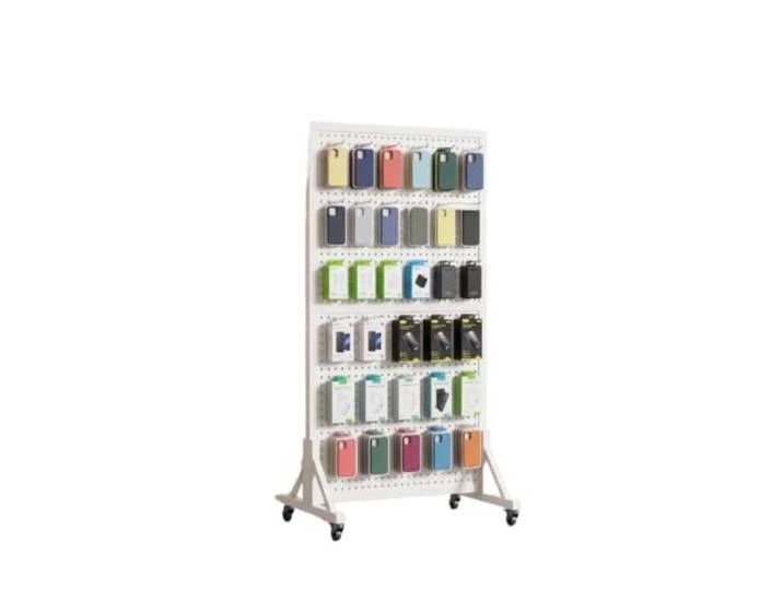 ZGCrumphant Stecktafel-Präsentationsständer mit Rollen Freistehend mit perforierten Haken auf Rädern(White 80x160cm)