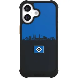 Nivocase Hülle für Apple iPhone 16 Stossfeste Handyhülle NIVOmax Case Schwarz HSV Hamburg Skyline (Apple iPhone 16), Smartphone Hülle, Schwarz