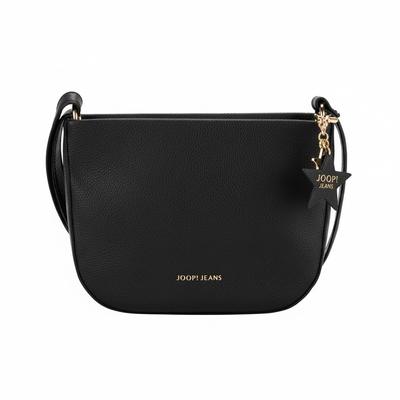 Schultertasche JOOP JEANS "salve stella shoulderbag shz", Damen, Gr. B/H/T: 24cm x 19cm x 6,5cm, schwarz, Lederimitat, Taschen Schultertasche, Damen Umhängetasche, Handtasche mit Reißverschluss