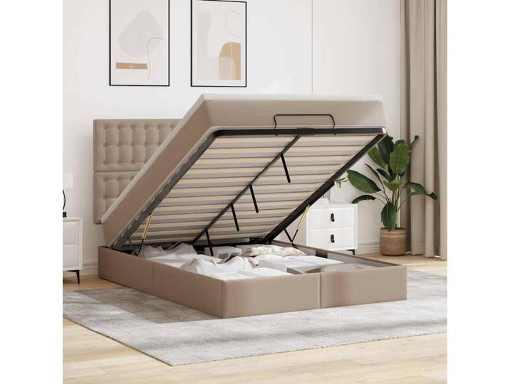 vidaXL Ottoman-Bett mit Matratze & LEDs 140x190cm Kunstleder